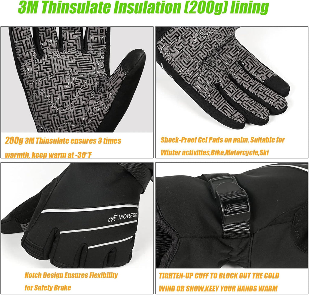Waterproof & Windproof Winter Gloves for Men and Women,-30°F 3M Thinsulate Thermal Gloves Touch Screen Warm Gloves for Skiing,Cycling,Motorcycle,Running,Outdoor Sports