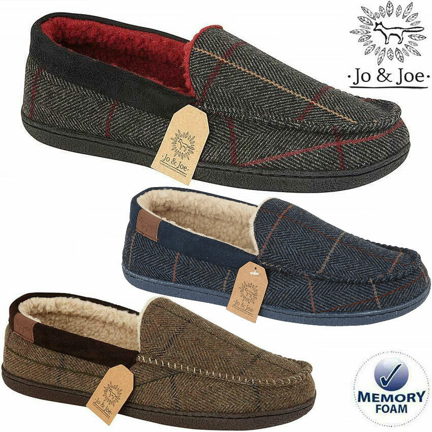 MENS MOCCASINS SLIPPERS LOAFERS MEMORY FOAM SHEEPSKIN FUR LINED WINTER SHOES SIZ