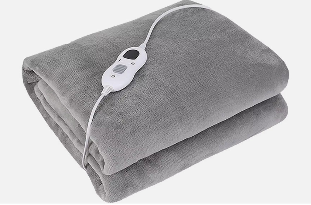 LUXURIOUS ELECTRIC HEATED THROW SOFT FLEECE GREY over BLANKET DIGITAL CONTROLLER. ECO Friendly, Ultra low running cost