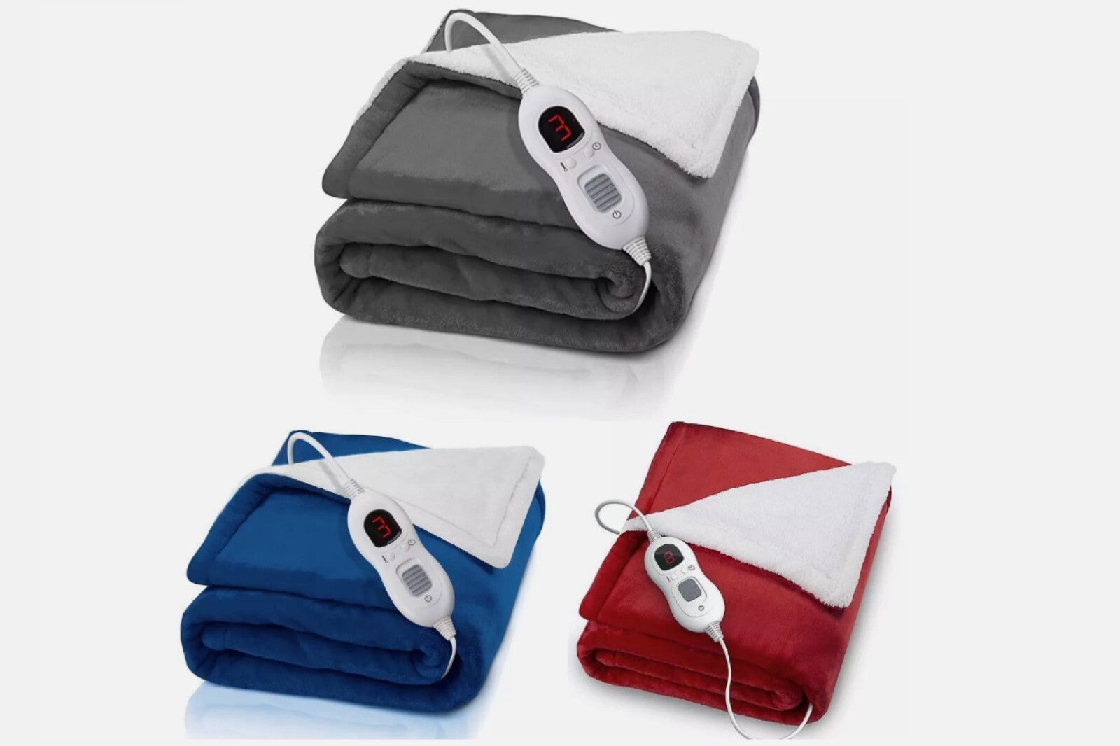LUXURIOUS ELECTRIC HEATED THROW SOFT FLEECE GREY over BLANKET DIGITAL CONTROLLER. ECO Friendly, Ultra low running cost