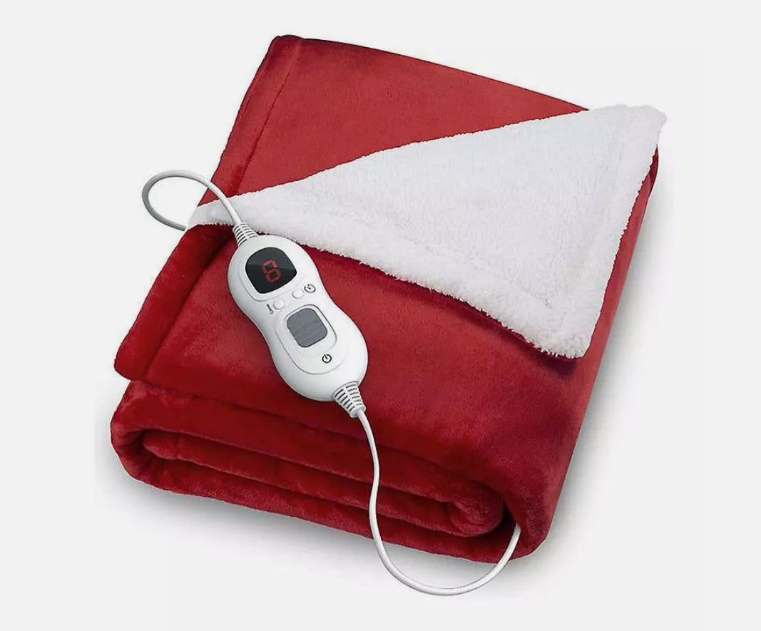LUXURIOUS ELECTRIC HEATED THROW SOFT FLEECE GREY over BLANKET DIGITAL CONTROLLER. ECO Friendly, Ultra low running cost