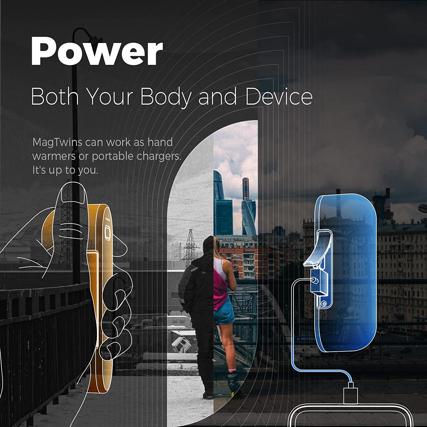 UT2S Magnetic Hand Warmers Rechargeable 2 Pack, 5000Mah×2 Electric Handwarmer, 4 Heat Settings (100–137°F), 2S Fast Heating, USB-C Power Bank, Gifts for Gaming & Outdoor