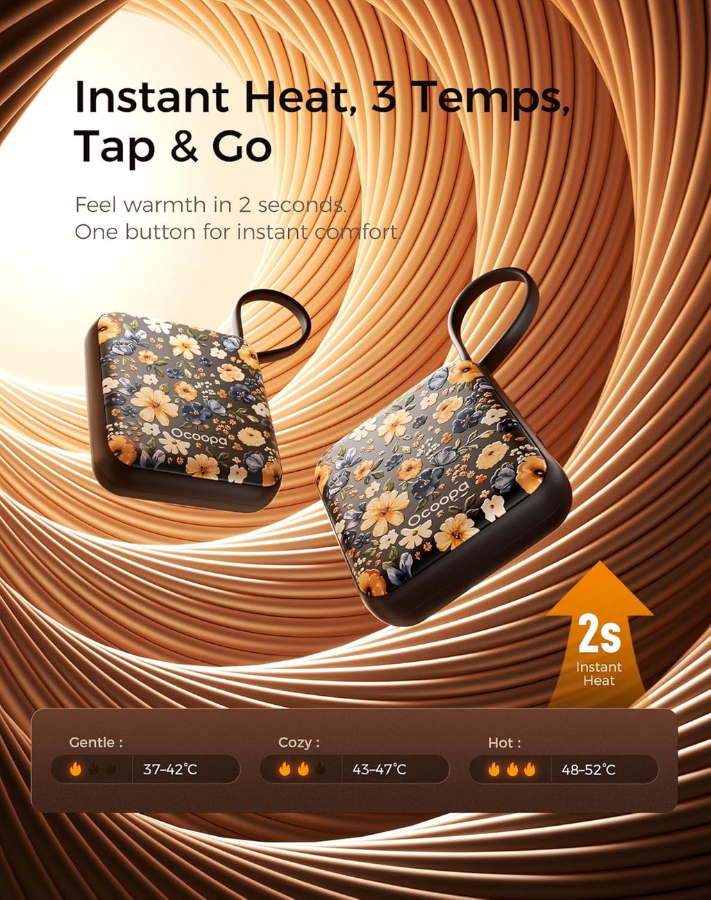 Hand Warmers Rechargeable 2 Pack, 7Hrs*2 Long Heat, 0.6" Ultra Slim Fits Pocket Gloves, 3 Heat Levels, UL Certified Electric Handwarmer, Gifts for Christmas,Winter Essential,Ut5 Nano