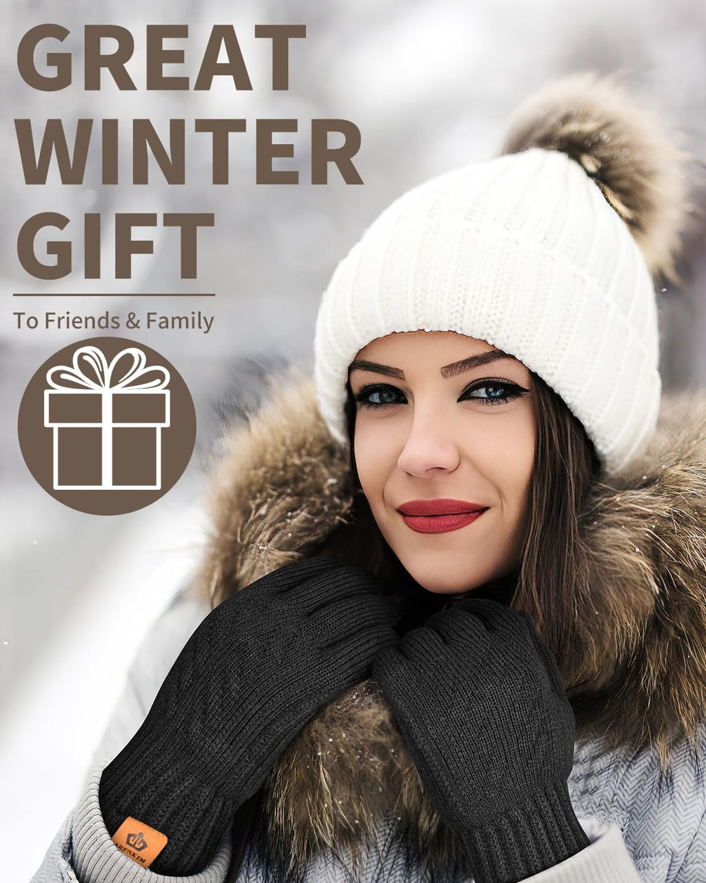 Winter Thermal Gloves - Fleece Lining Touch Screen Knit Stretchy Warm Gloves for Running Skiing Cycling Riding Hiking Camping - Men Women