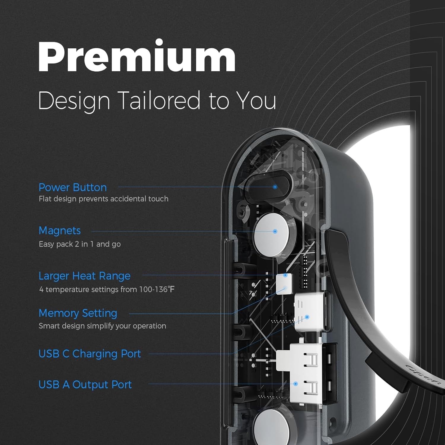 UT2S Magnetic Hand Warmers Rechargeable 2 Pack, 5000Mah×2 Electric Handwarmer, 4 Heat Settings (100–137°F), 2S Fast Heating, USB-C Power Bank, Gifts for Gaming & Outdoor