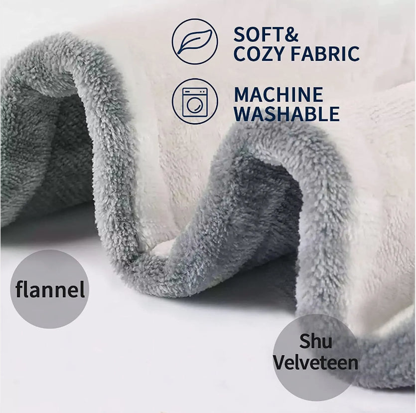 LUXURIOUS ELECTRIC HEATED THROW SOFT FLEECE GREY over BLANKET DIGITAL CONTROLLER. ECO Friendly, Ultra low running cost