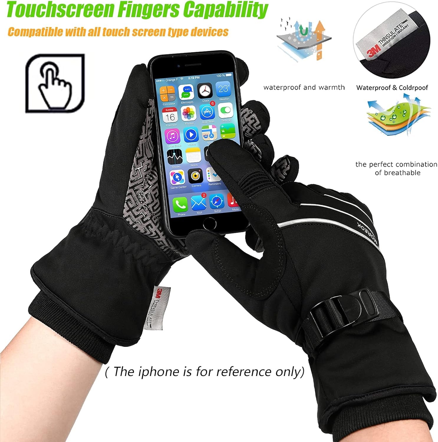 Waterproof & Windproof Winter Gloves for Men and Women,-30°F 3M Thinsulate Thermal Gloves Touch Screen Warm Gloves for Skiing,Cycling,Motorcycle,Running,Outdoor Sports