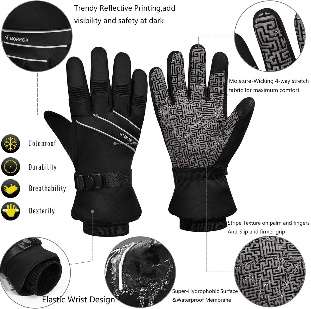 Waterproof & Windproof Winter Gloves for Men and Women,-30°F 3M Thinsulate Thermal Gloves Touch Screen Warm Gloves for Skiing,Cycling,Motorcycle,Running,Outdoor Sports