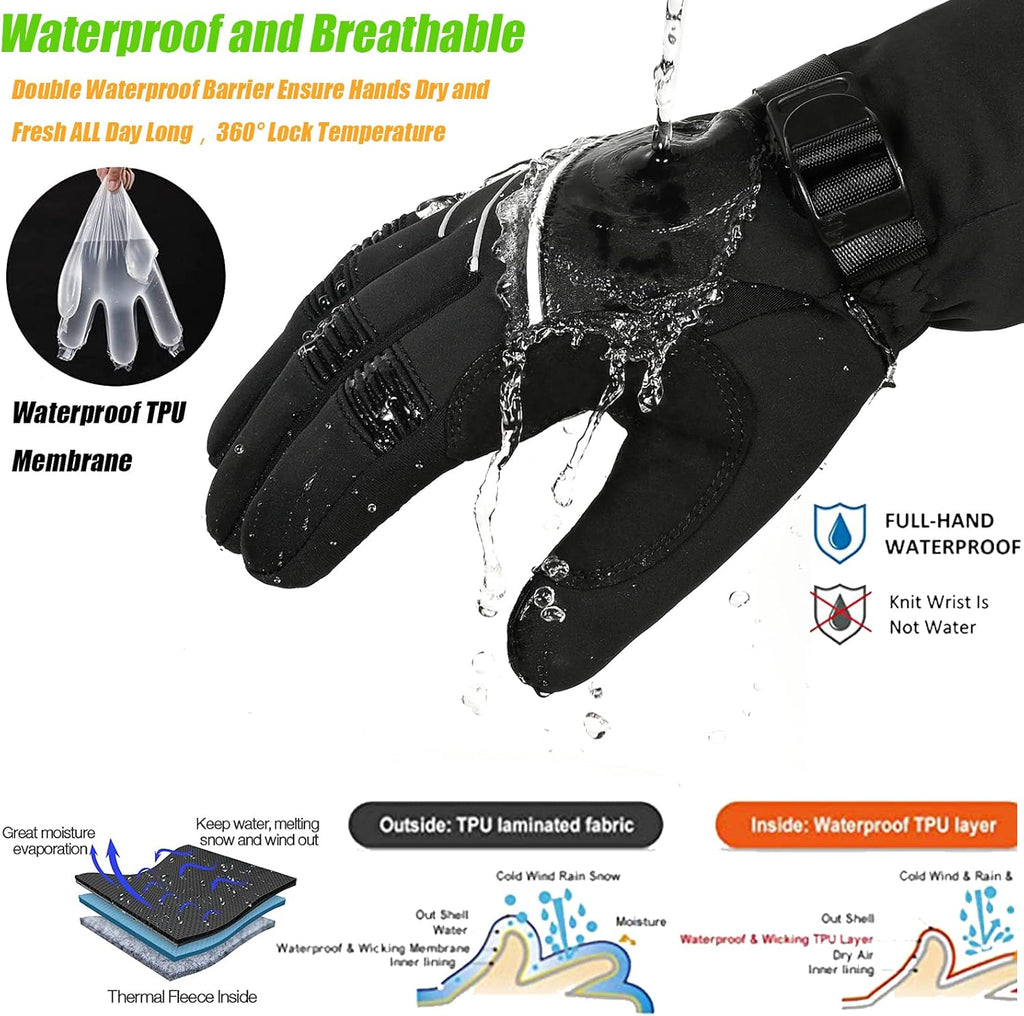 Waterproof & Windproof Winter Gloves for Men and Women,-30°F 3M Thinsulate Thermal Gloves Touch Screen Warm Gloves for Skiing,Cycling,Motorcycle,Running,Outdoor Sports